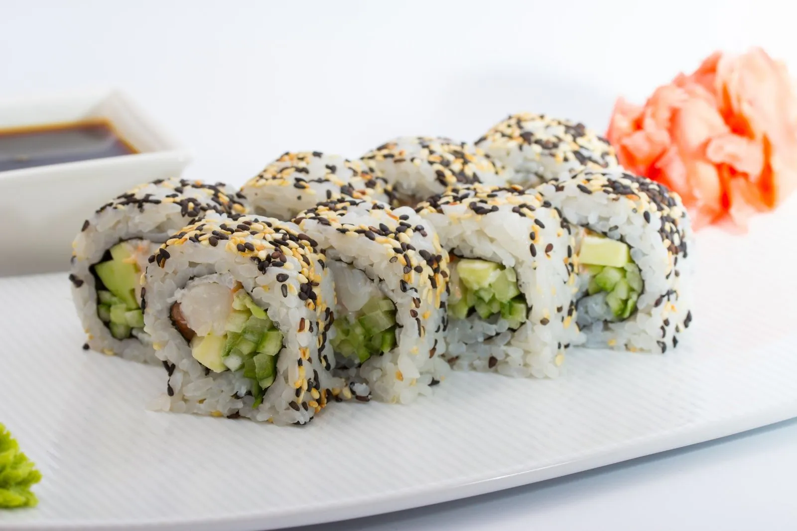 California roll with black and white sesame seeds at Memories of Japan Restaurant in Broken Arrow